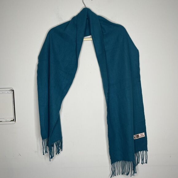 Kennedy Scotland Scarf Teal Cashmere Fringe Soft Wrap Shawl - Picture 1 of 6